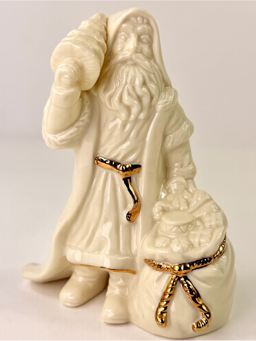 Lenox Santa Claus Figurine Ivory Porcelain Gold Accents Toy Sack Christmas 4.5”